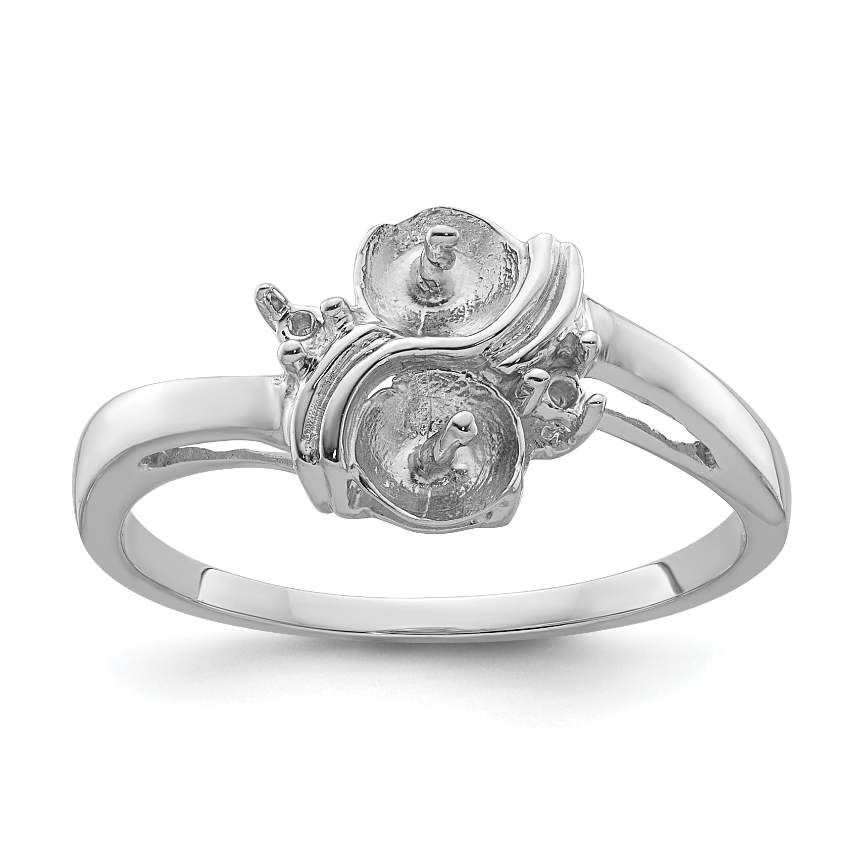 14k White Gold 5.5mm Pearl & Diamond Ring Mounting Main image