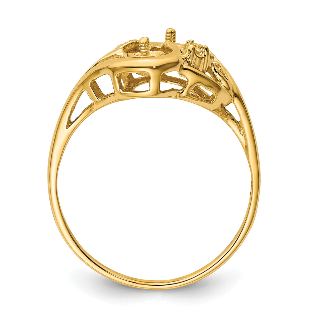 14k 4mm Pearl & Diamond Ring Mounting (No Stone Included)