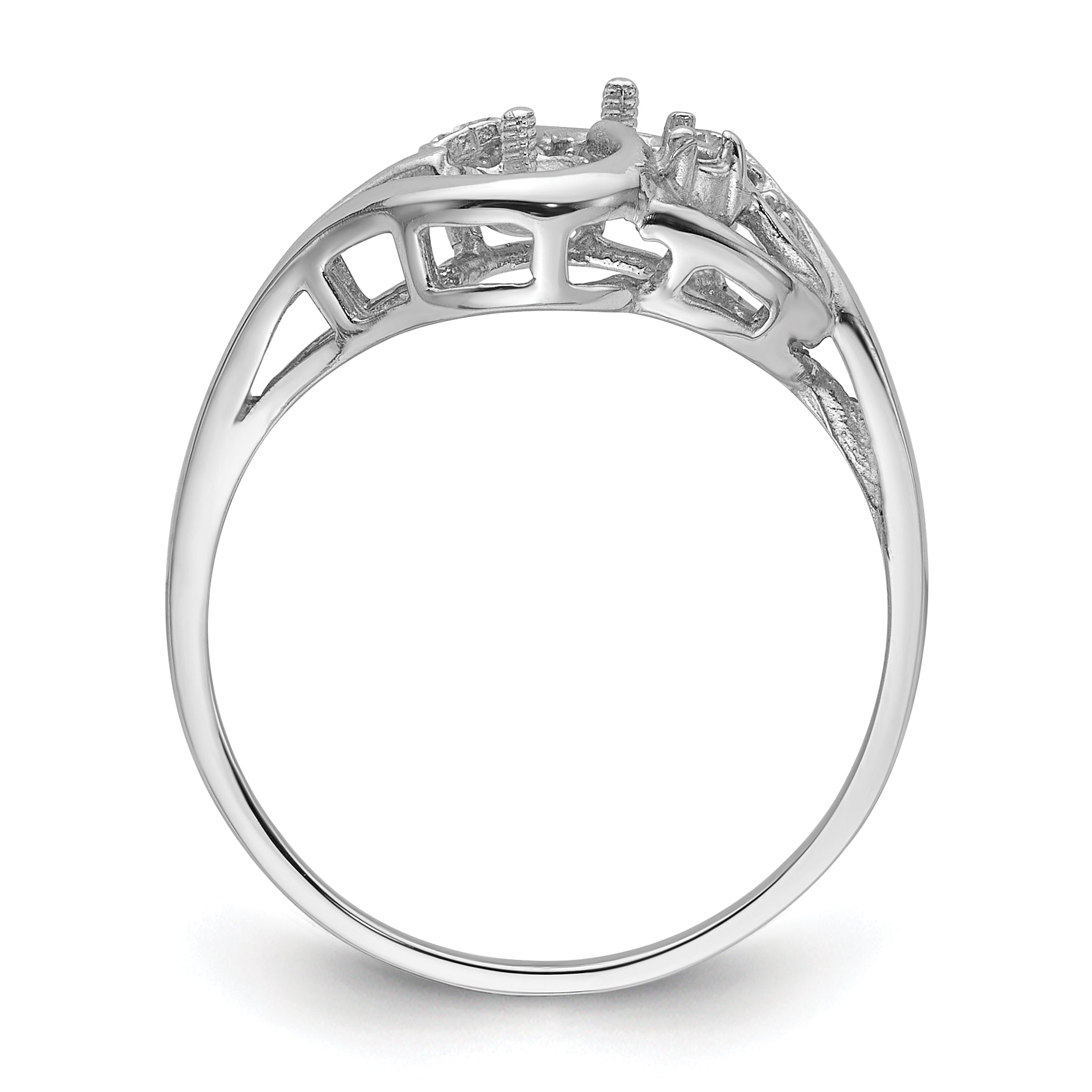 14k White Gold 4mm Pearl & Diamond Ring Mounting (No Stone Included) Secondary image