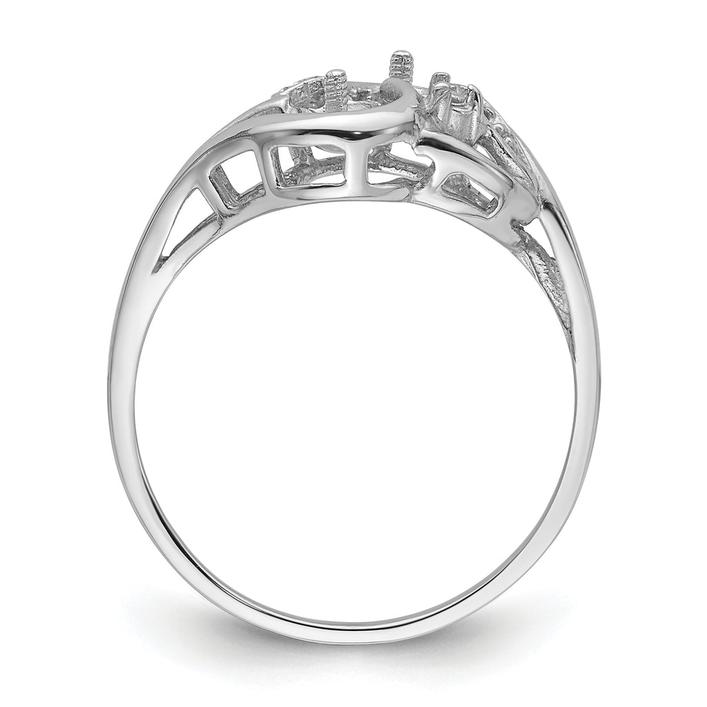14k White Gold 4mm Pearl & Diamond Ring Mounting (No Stone Included)