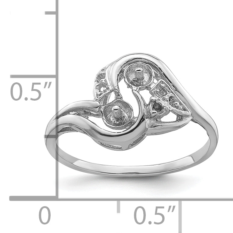 14k White Gold 4mm Pearl & Diamond Ring Mounting (No Stone Included)