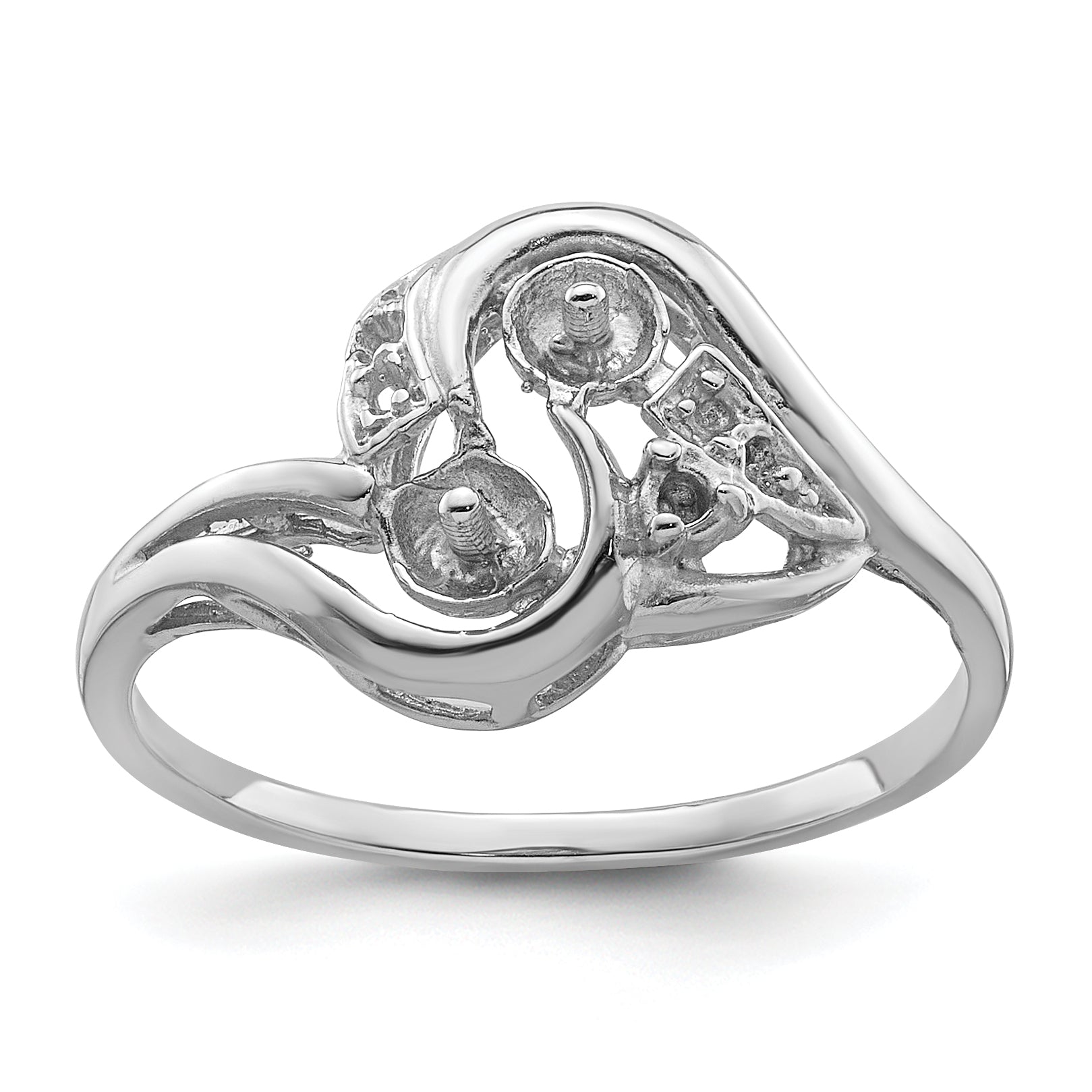 14k White Gold 4mm Pearl & Diamond Ring Mounting Main image