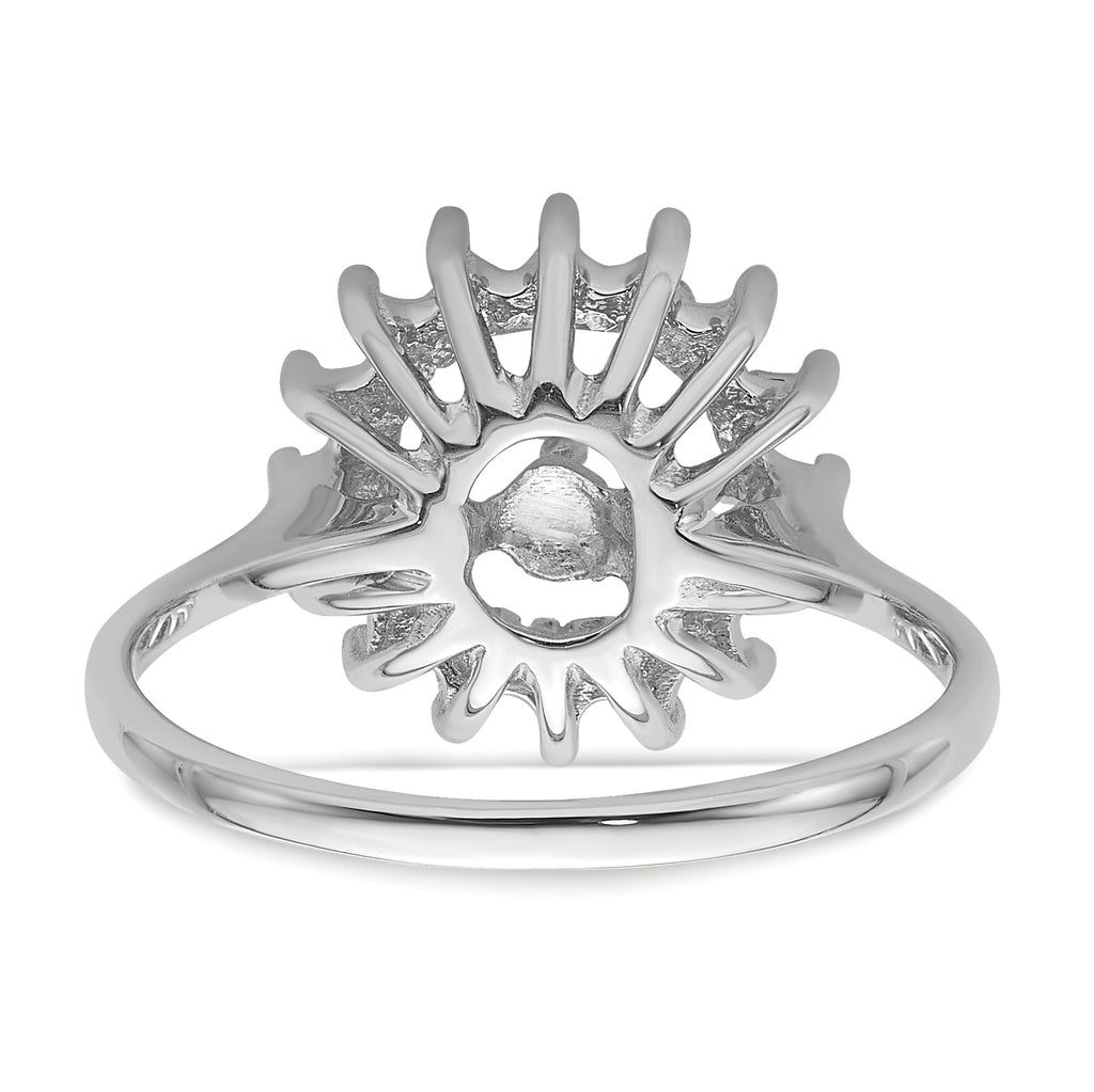 14k White Gold 7.5mm Pearl & Diamond Ring Mounting (No Stone Included)