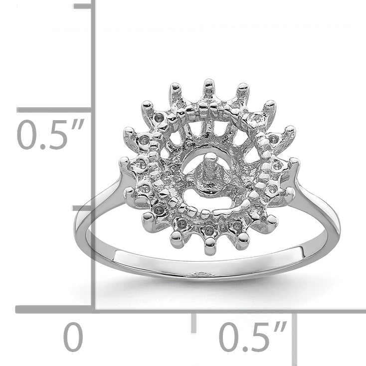 14k White Gold 7.5mm Pearl & Diamond Ring Mounting (No Stone Included)