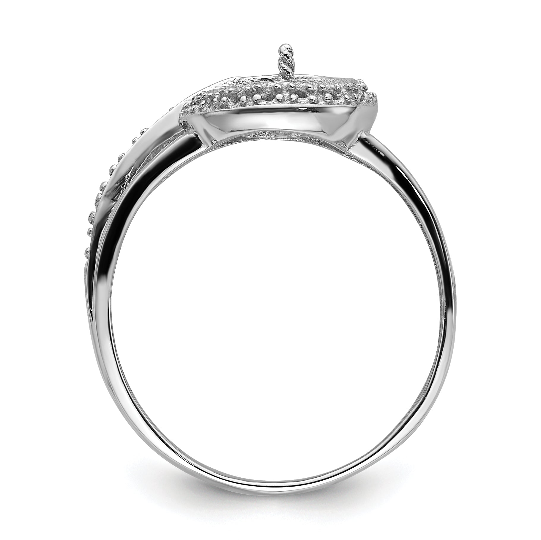 14k White Gold 7.5mm Pearl & Diamond Ring Mounting (No Stone Included) Secondary image