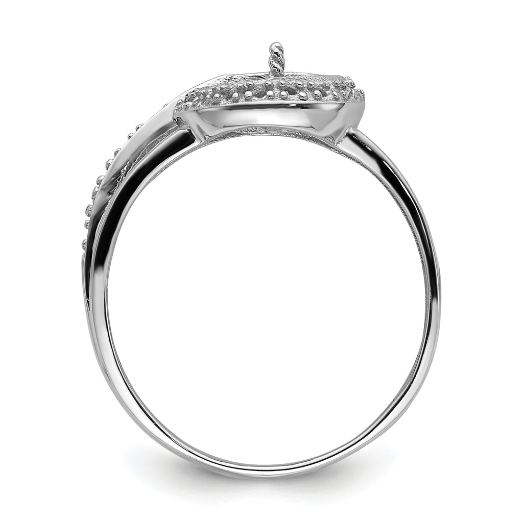 14k White Gold 7.5mm Pearl & Diamond Ring Mounting (No Stone Included)