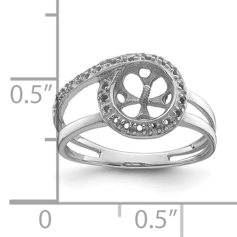 14k White Gold 7.5mm Pearl & Diamond Ring Mounting (No Stone Included)