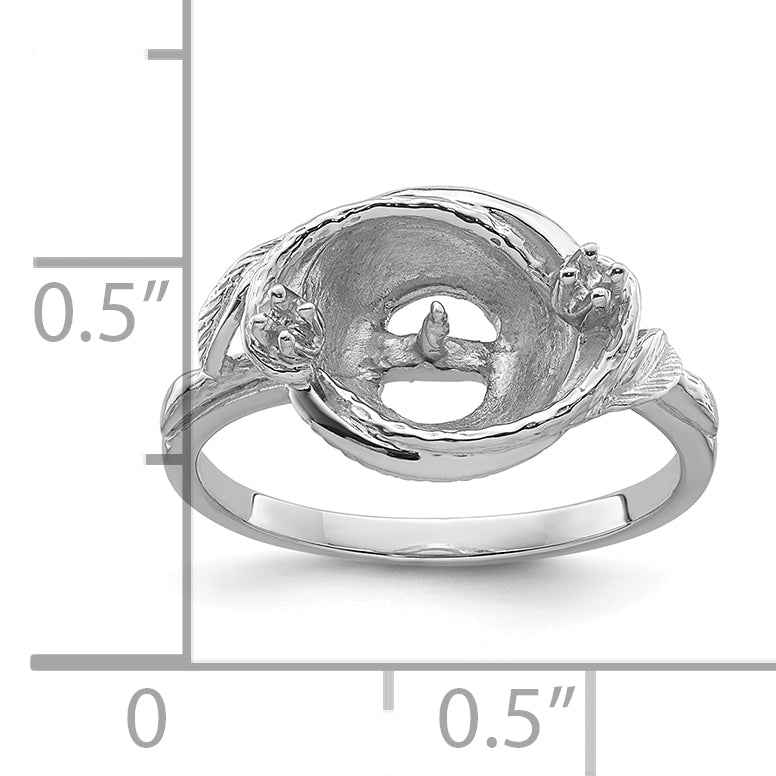 14k White Gold 7.5mm Pearl & Diamond Ring Mounting (No Stone Included)
