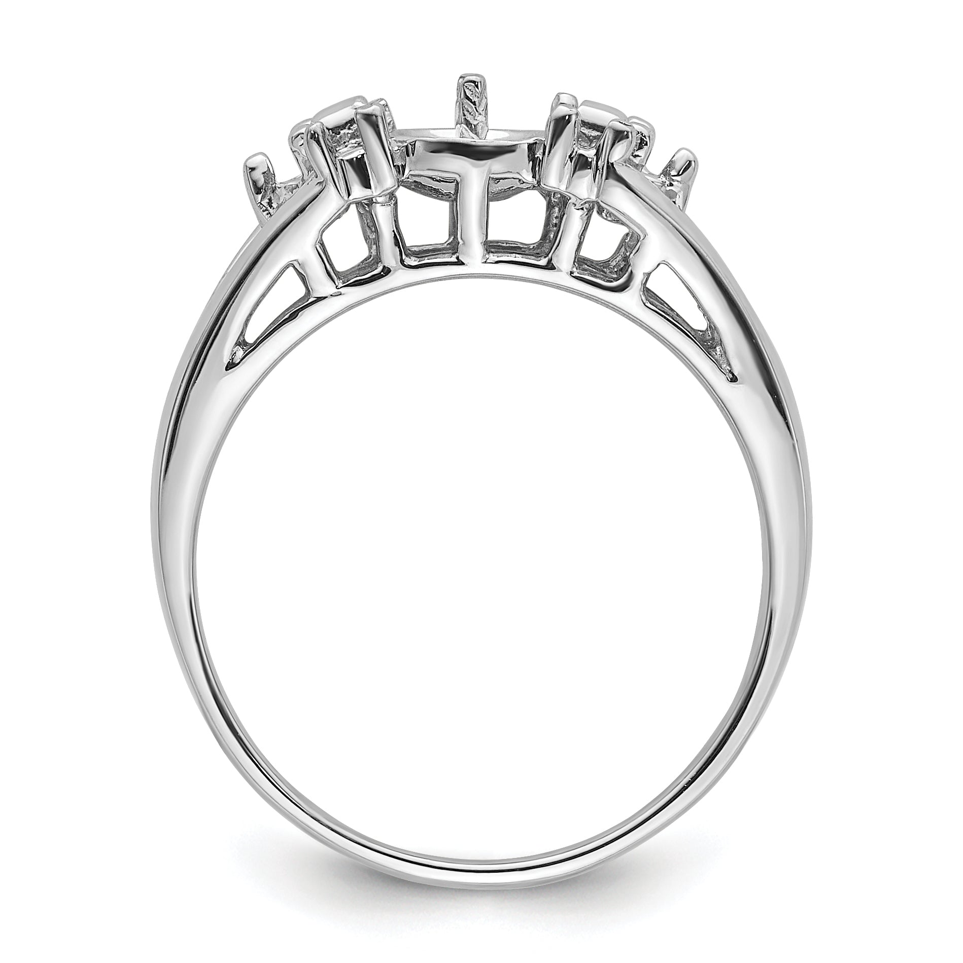 14k White Gold 6mm Pearl & Diamond Ring Mounting (No Stone Included)