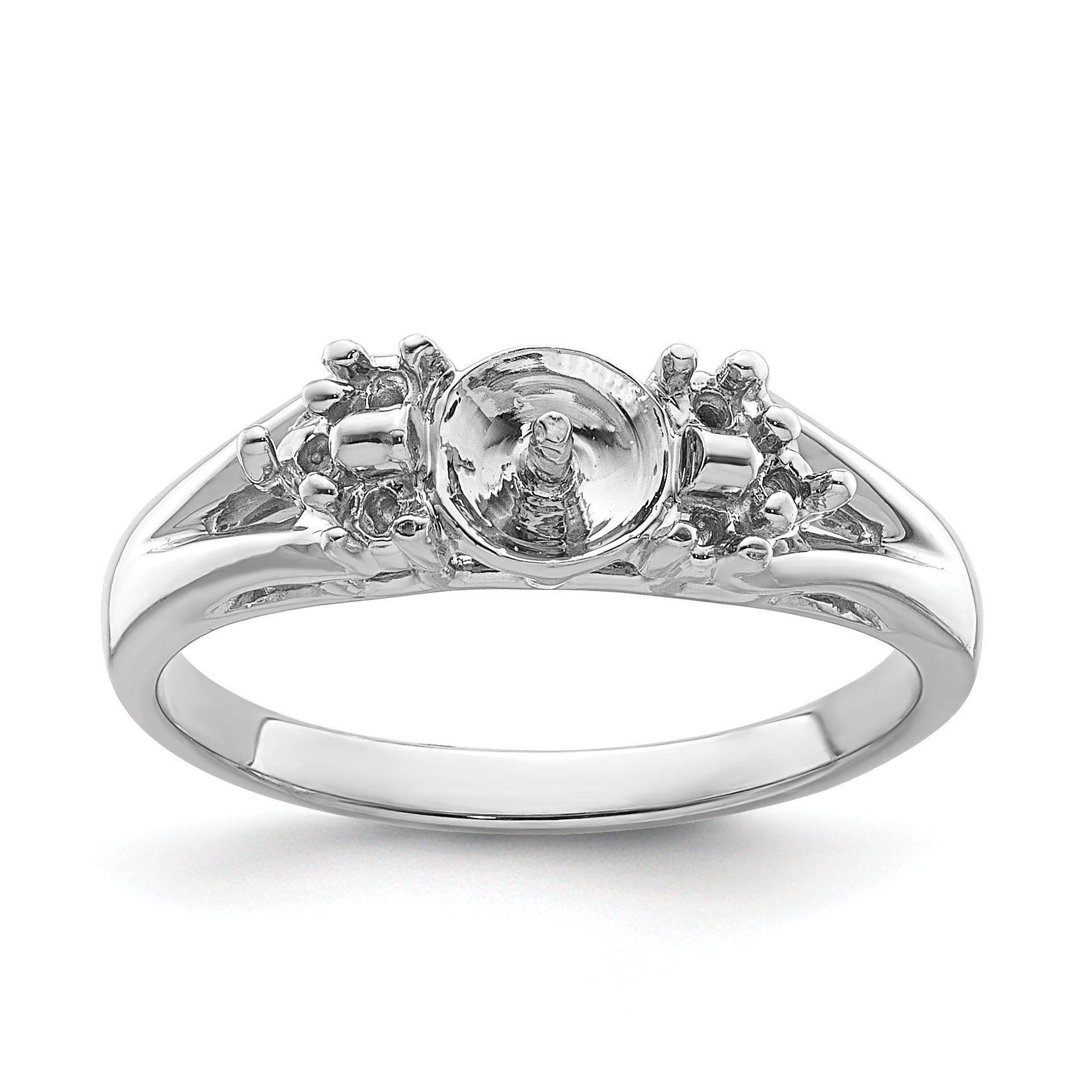 14k White Gold 6mm Pearl & Diamond Ring Mounting Main image
