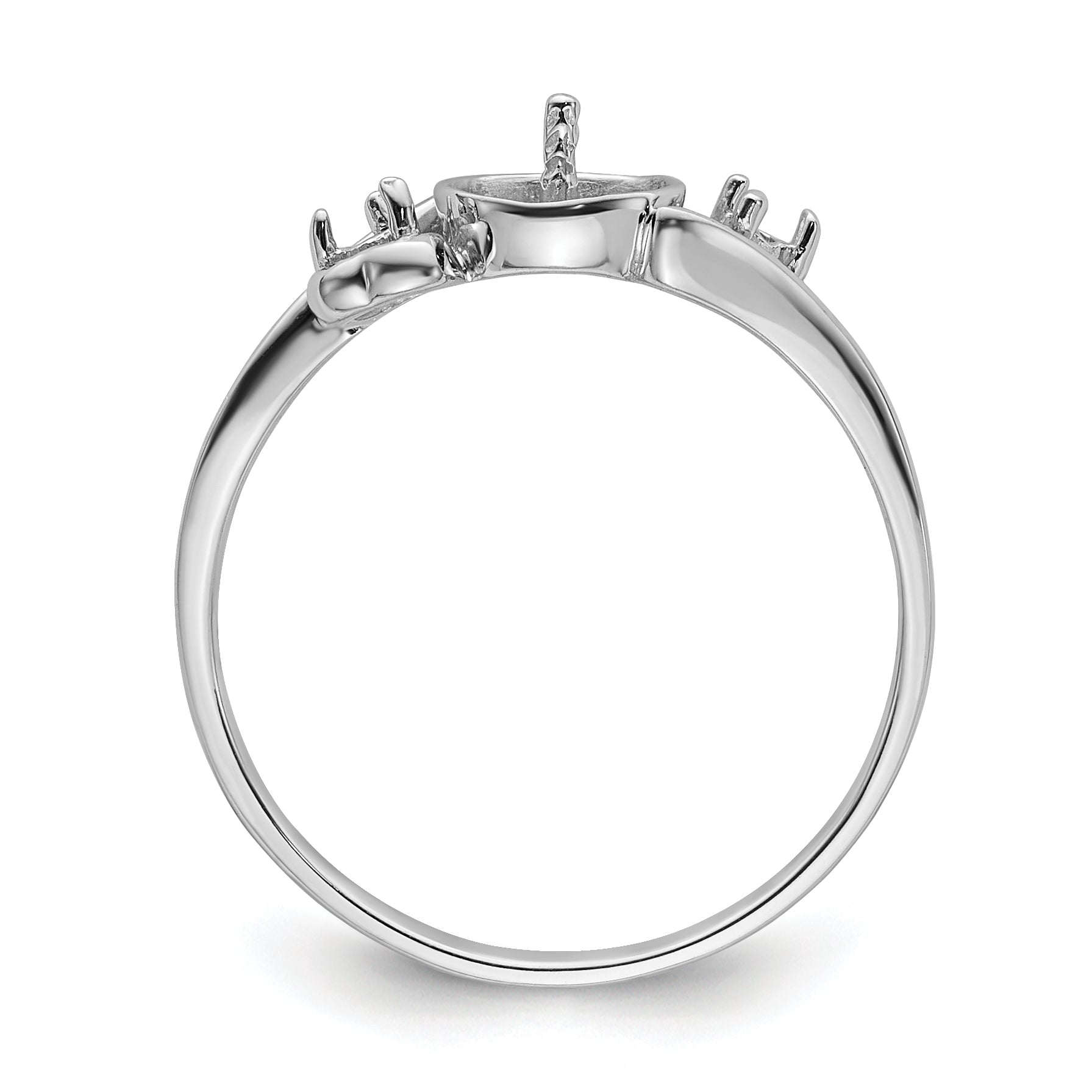 14k White Gold 7mm Pearl & Diamond Ring Mounting (No Stone Included)