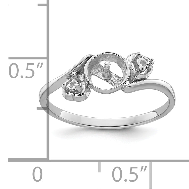 14k White Gold 7mm Pearl & Diamond Ring Mounting (No Stone Included)