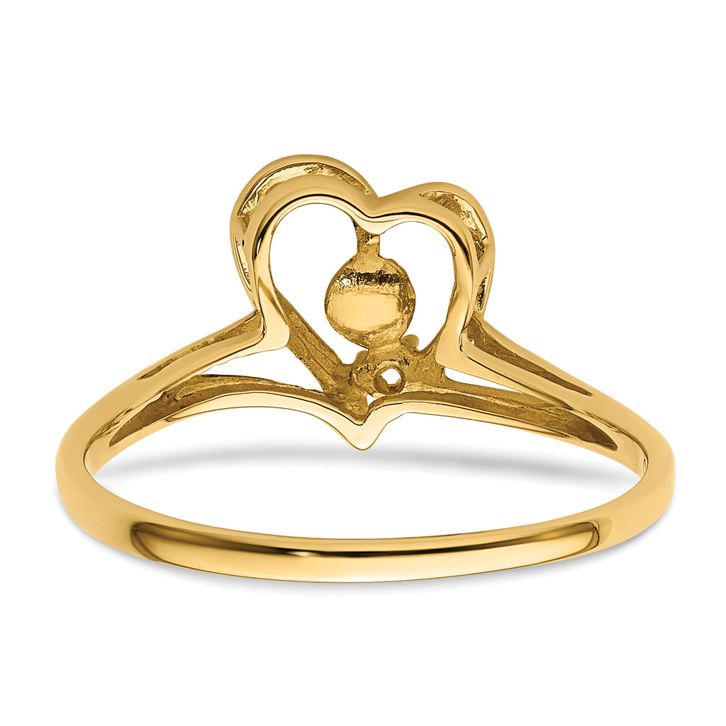 14k 4.5mm Pearl & Diamond Ring Mounting (No Stone Included)