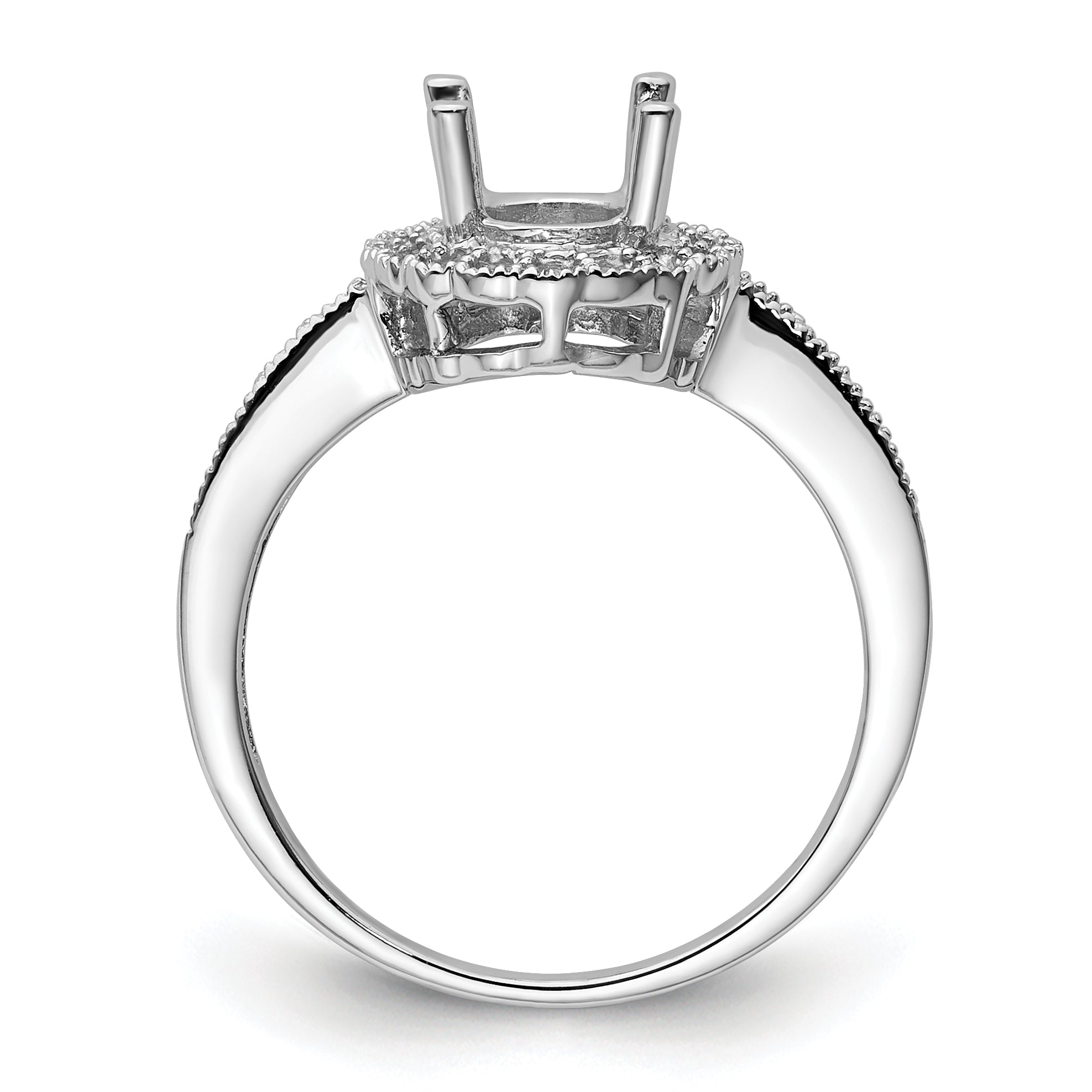 14k White Gold Diamond / 8x6mm Oval Gemstone Halo Ring Mounting (No Stone Included)
