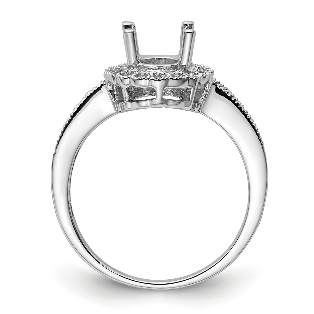 14k White Gold Diamond / 8x6mm Oval Gemstone Halo Ring Mounting (No Stone Included)