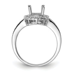 14k White Gold Diamond / 8x6mm Oval Gemstone Halo Ring Mounting (No Stone Included)