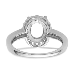 14k White Gold Diamond / 8x6mm Oval Gemstone Halo Ring Mounting (No Stone Included)