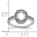 14k White Gold Diamond / 8x6mm Oval Gemstone Halo Ring Mounting (No Stone Included)