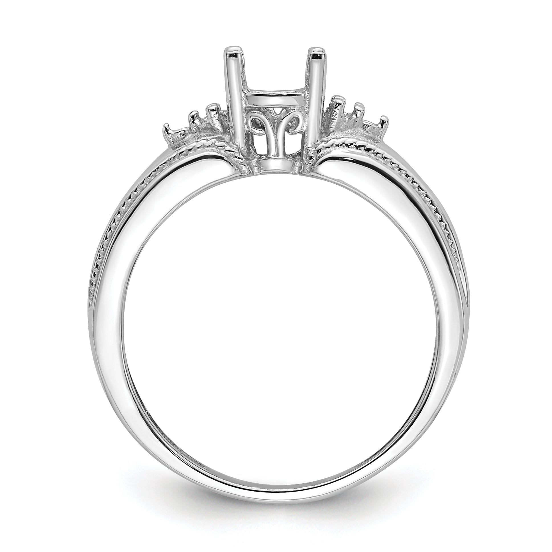 14k White Gold 7x5mm Oval Gemstone / .08ct. Diamond Ring Mounting (No Stone Included) Secondary image