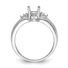14k White Gold 7x5mm Oval Gemstone / .08ct. Diamond Ring Mounting (No Stone Included)
