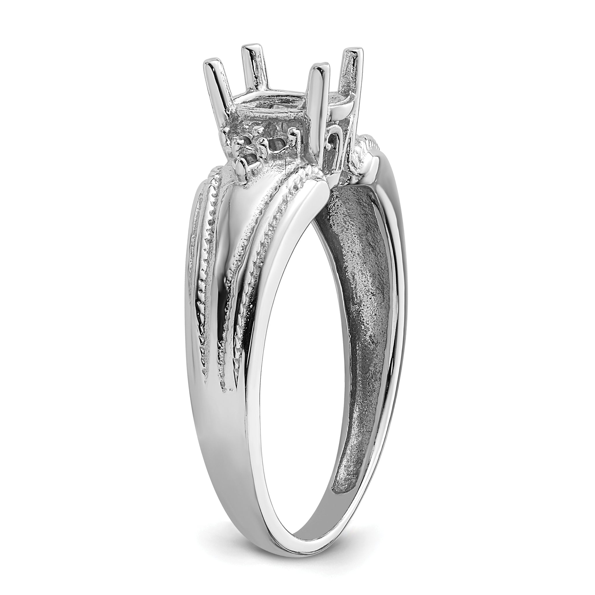 14k White Gold 7x5mm Oval Gemstone / .08ct. Diamond Ring Mounting (No Stone Included)