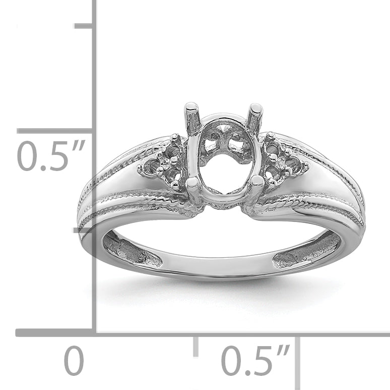 14k White Gold 7x5mm Oval Gemstone / .08ct. Diamond Ring Mounting (No Stone Included)