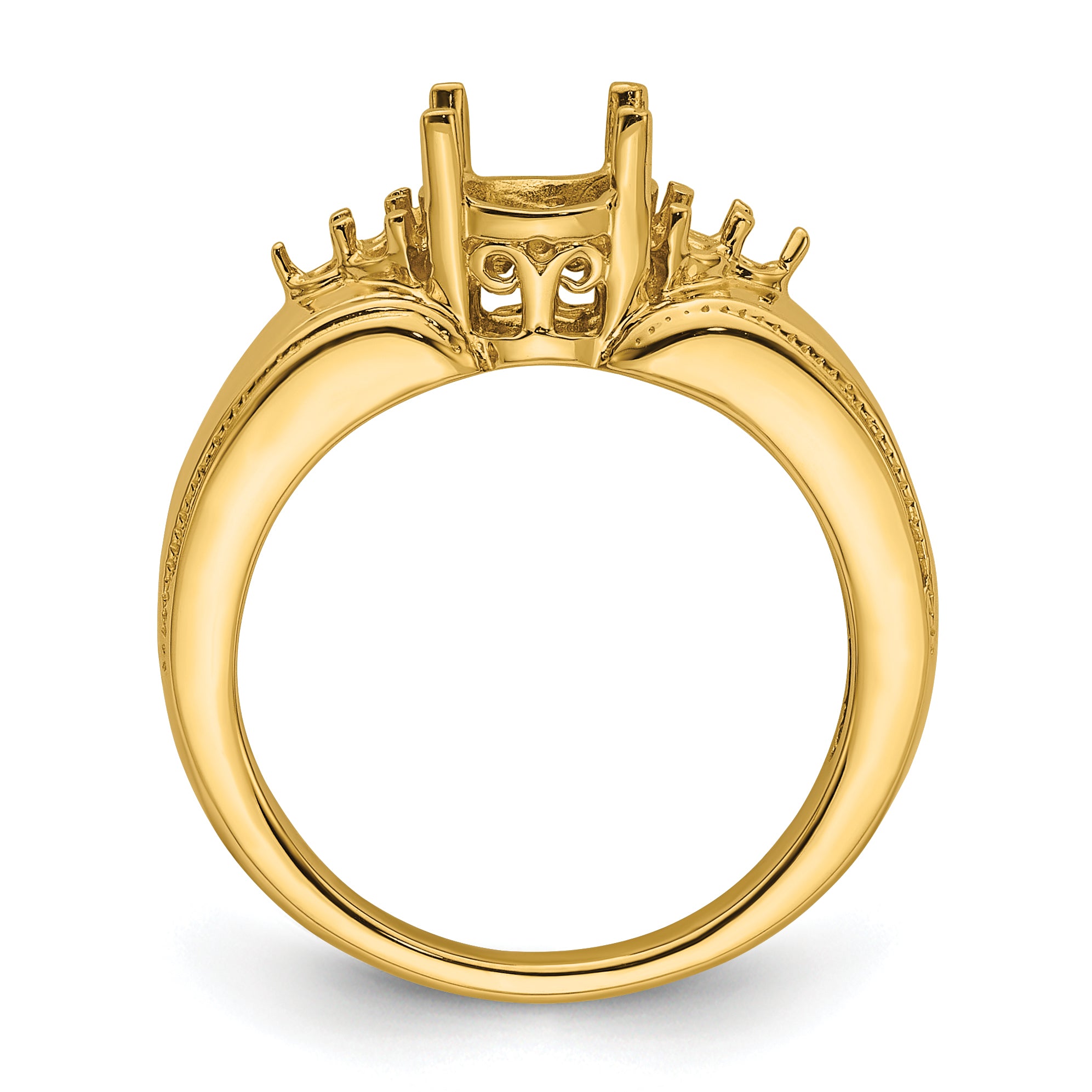 14k 8x6mm Oval Gemstone & .10ct. Diamond Ring Mounting (No Stone Included) Secondary image