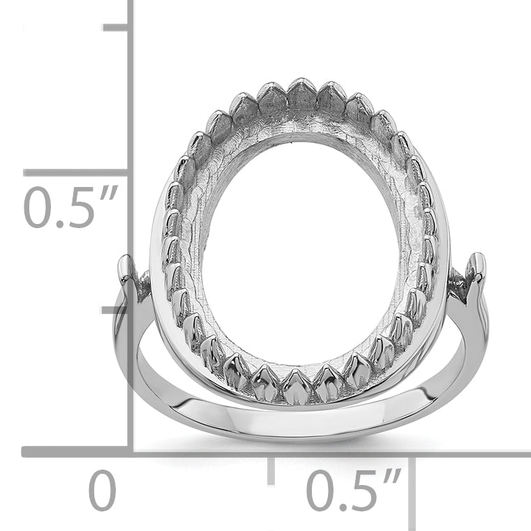 14k White Gold 16x12mm Oval Gemstone Ring Mounting (No Stone Included)