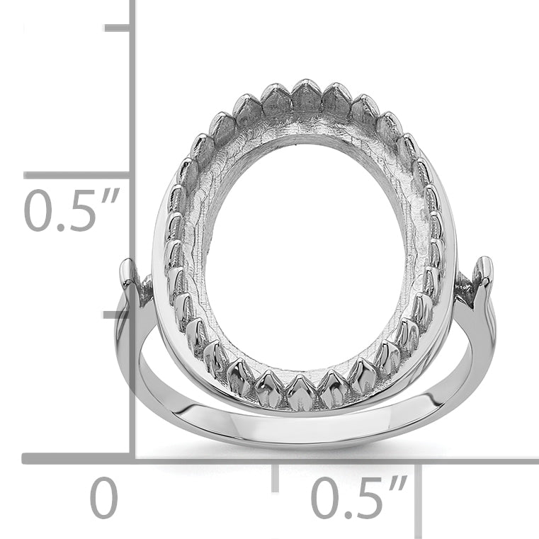 14k White Gold 16x12mm Oval Gemstone Ring Mounting