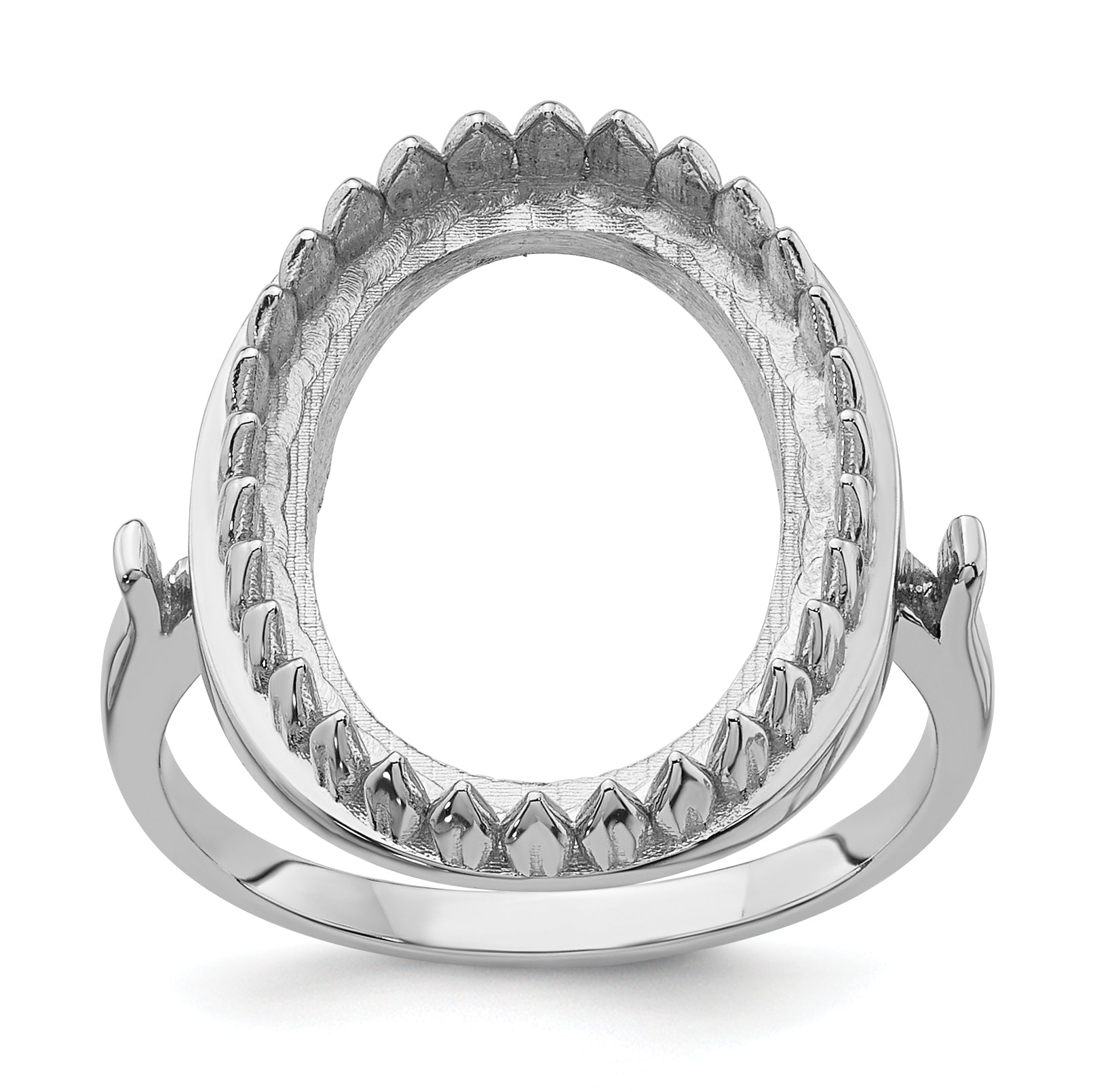 14k White Gold 16x12mm Oval Gemstone Ring Mounting Main image