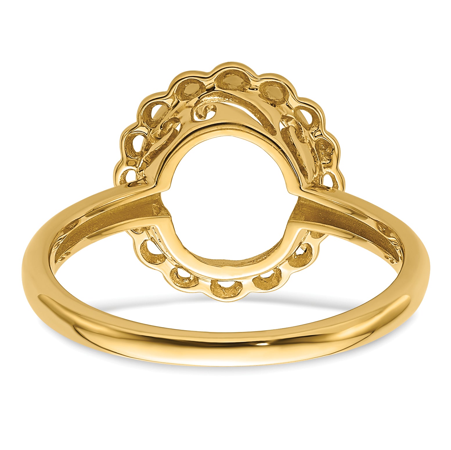 14k 10x8mm Oval Gemstone Ring Mounting (No Stone Included)