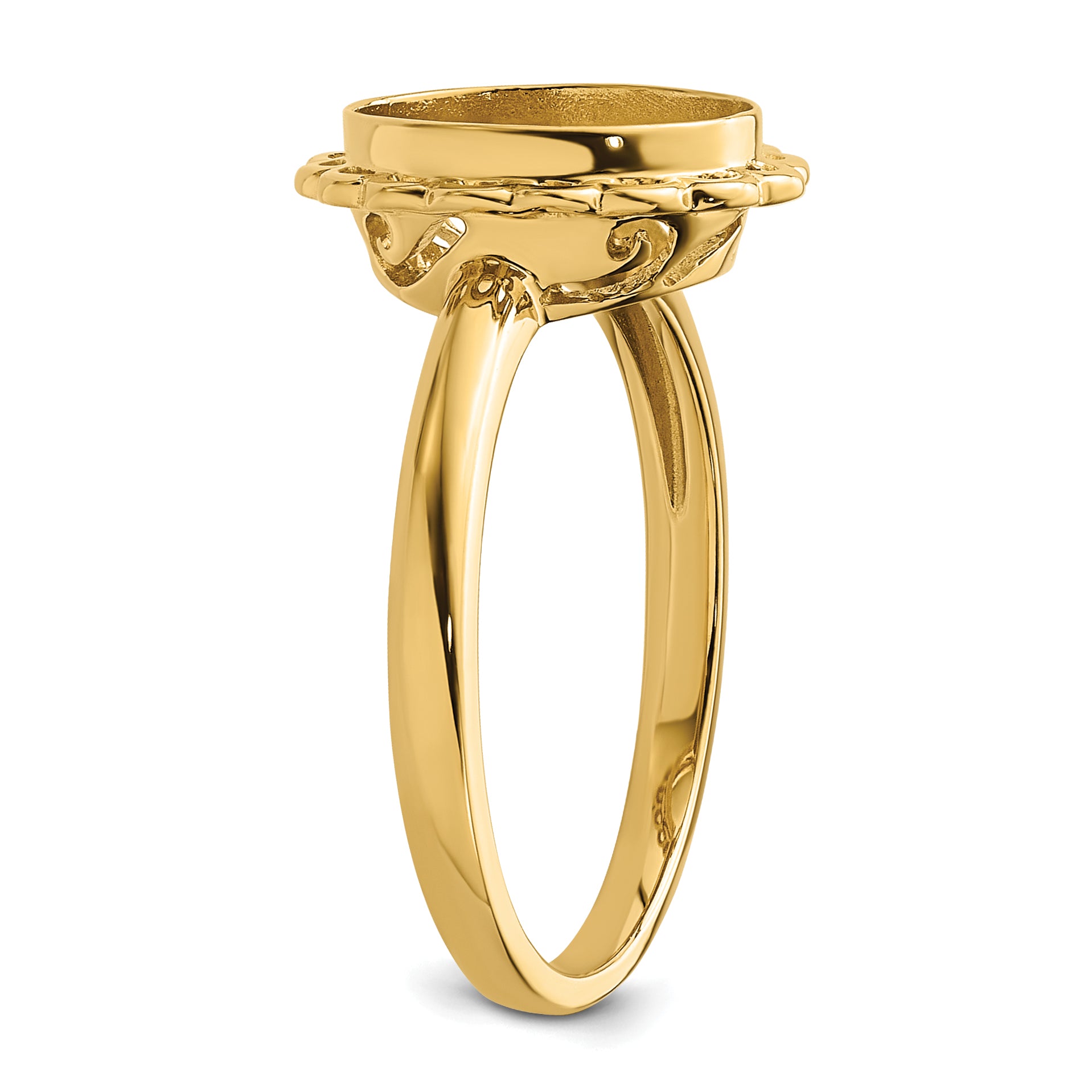 14k 10x8mm Oval Gemstone Ring Mounting (No Stone Included)