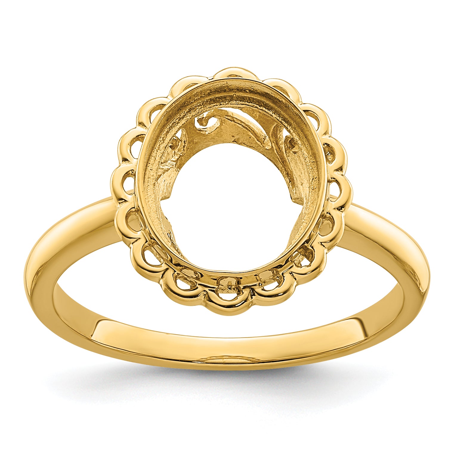 14k 10x8mm Oval Gemstone Ring Mounting Main image