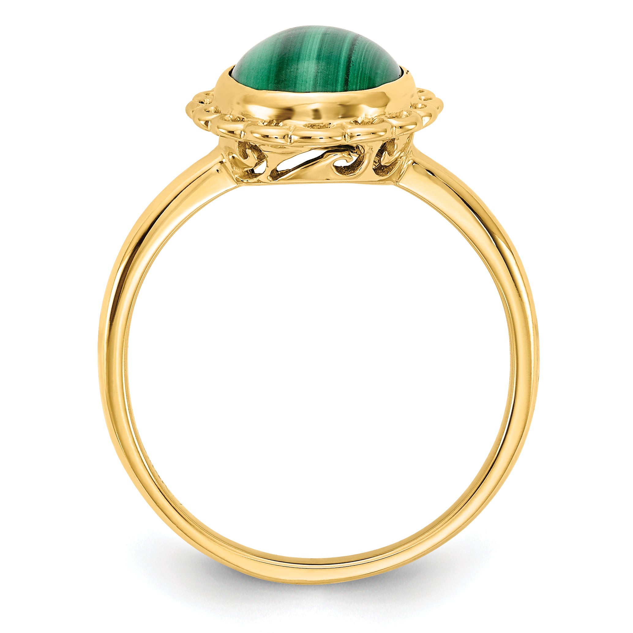14k 10x8mm Malachite Cabochon Ring Secondary image