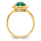 14k 10x8mm Malachite Cabochon Ring