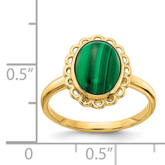 14k 10x8mm Malachite Cabochon Ring