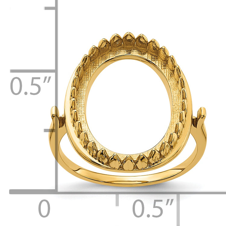 14k 16x12mm Oval Gemstone Ring Mounting (No Stone Included)