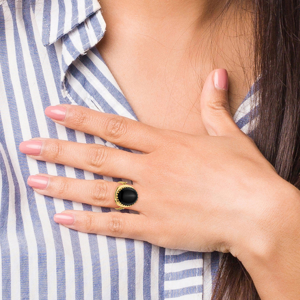 14k 16x12mm Oval Onyx Ring
