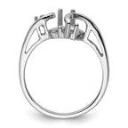 14k White Gold Diamond & 12x6mm Marquise Gemstone Ring Mounting (No Stone Included)
