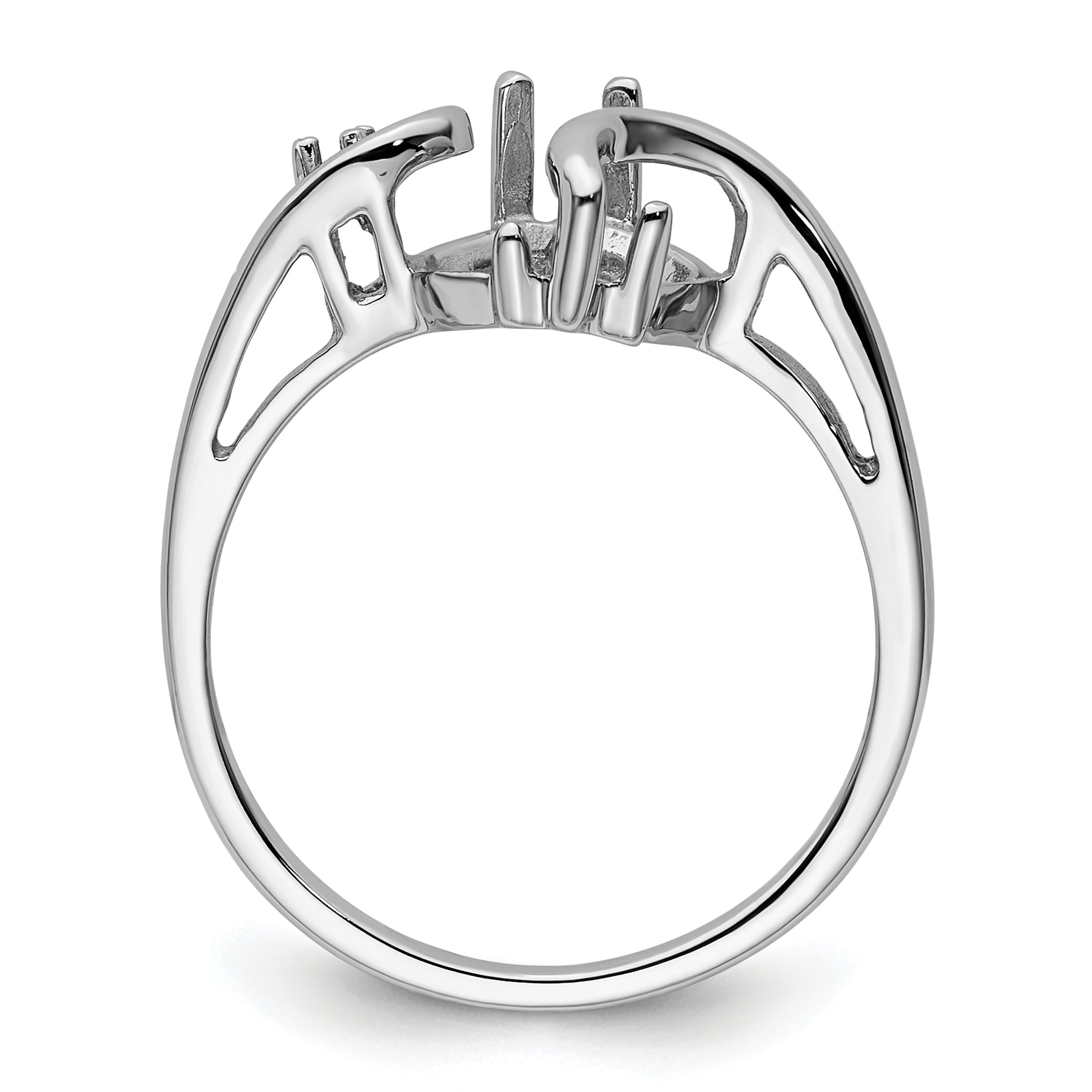 14k White Gold Diamond & 12x6mm Marquise Gemstone Ring Mounting (No Stone Included)