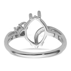 14k White Gold Diamond & 12x6mm Marquise Gemstone Ring Mounting (No Stone Included)