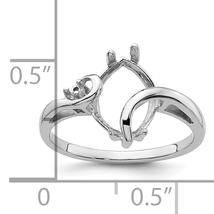 14k White Gold Diamond & 12x6mm Marquise Gemstone Ring Mounting (No Stone Included)