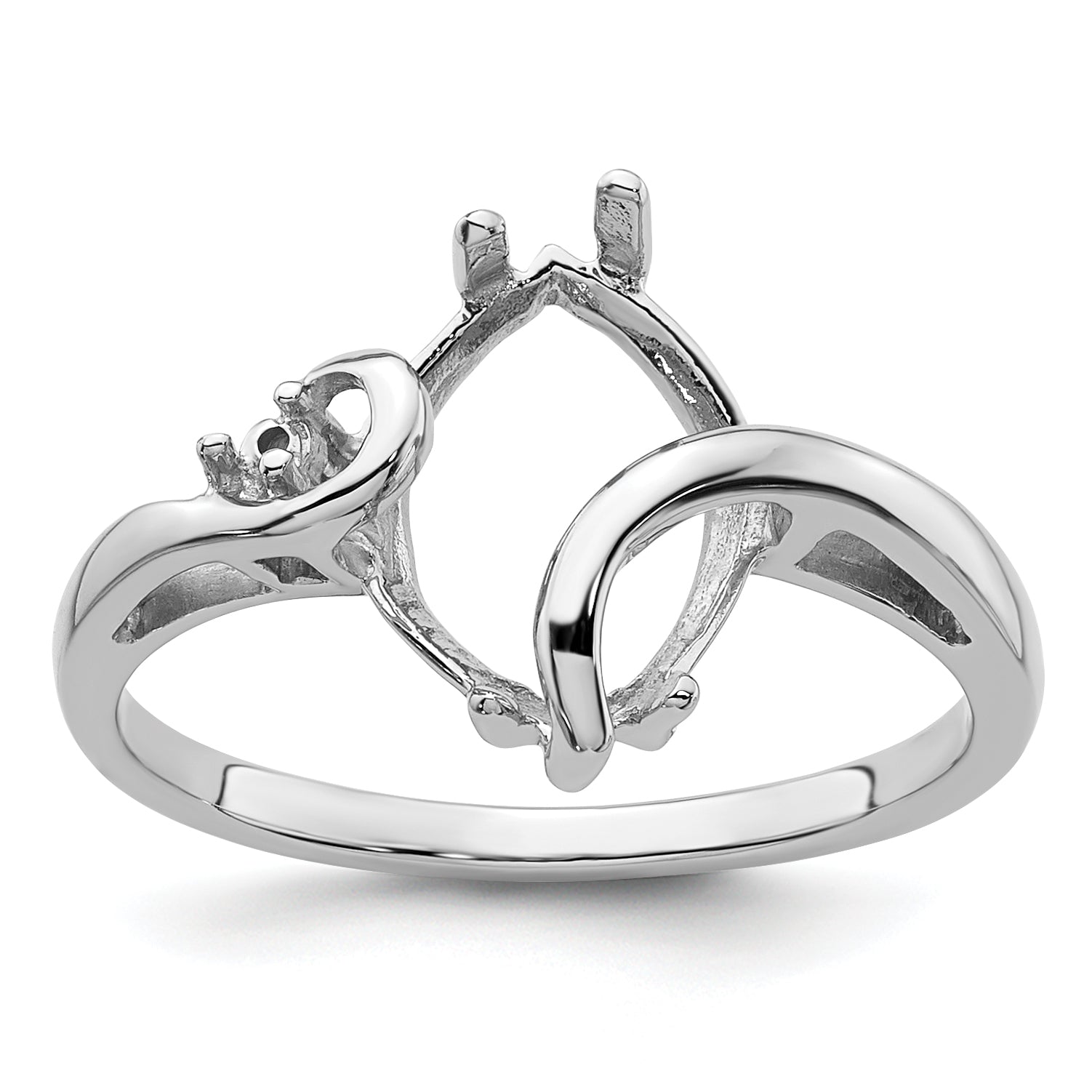 14k White Gold Diamond & 12x6mm Marquise Gemstone Ring Mounting Main image