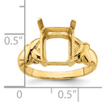14k 11x9mm Emerald Cut Gemstone Ring Mounting (No Stone Included)