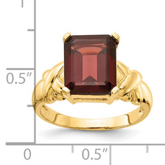 14k 11x9mm Emerald Cut Garnet ring