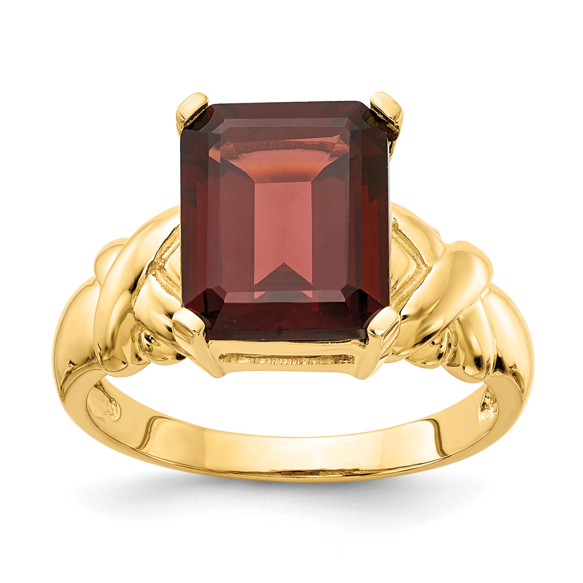 14k 11x9mm Emerald Cut Garnet ring Main image