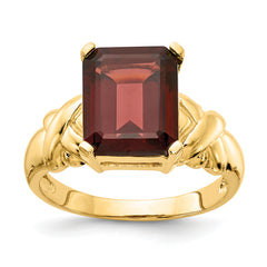 14k 11x9mm Emerald Cut Garnet ring