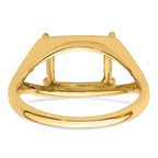 14k 9x7mm Emerald-cut East-West Gemstone Ring Mounting (No Stone Included)