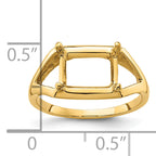 14k 9x7mm Emerald-cut East-West Gemstone Ring Mounting (No Stone Included)