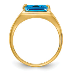14k 9x7mm Emerald Cut Blue Topaz ring